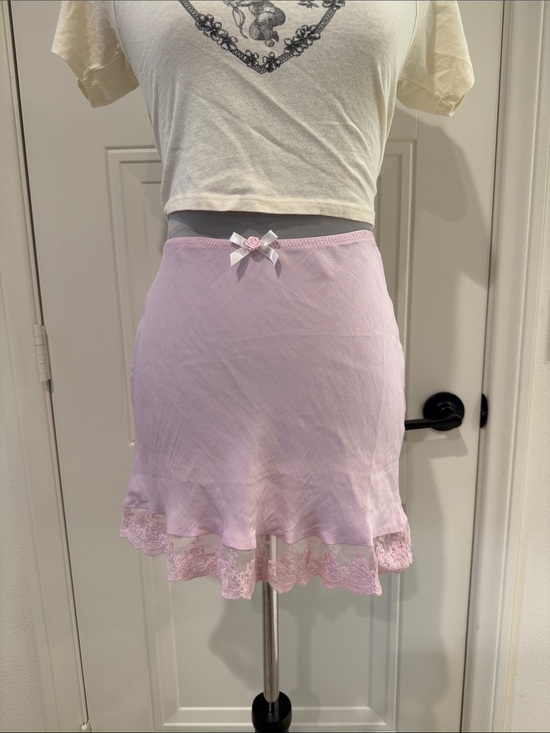 Urban Outfitters Dresses & Skirts - Urban Outfitters Light Pink Lace-Trim Mini Slip Skirt